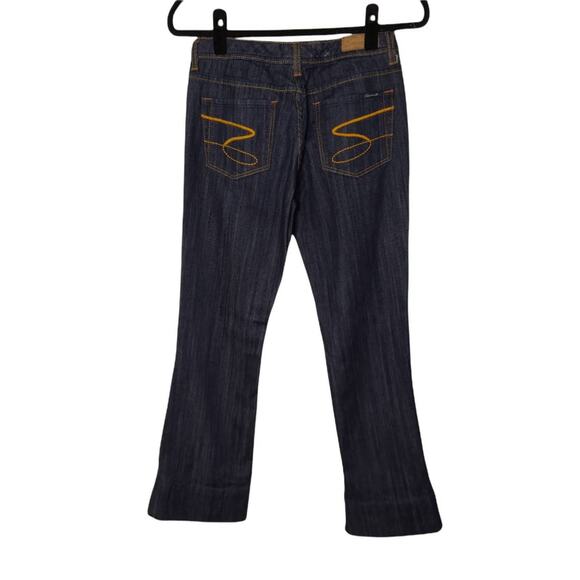 SEVEN7 Womens Jeans Size 26 Dark Denim Wash Flare Leg Cotton Spandex ALTERED - Picture 2 of 8